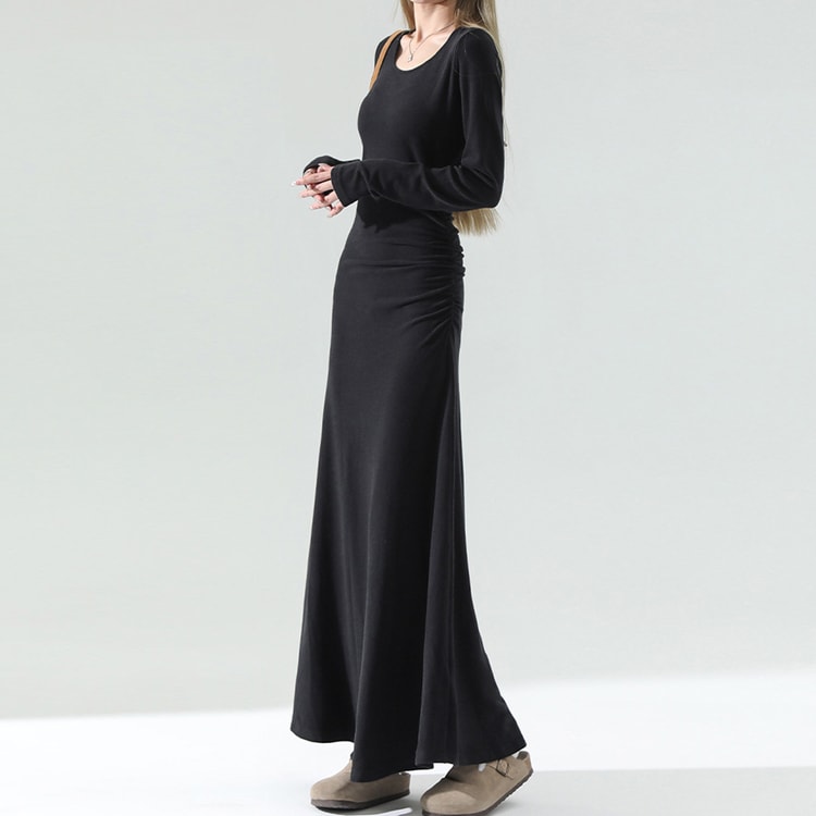 cinch wasit long sleeve midi dress Waist 3/4 this dress flows beautifully with every movement Time and Tru Women's Cinch