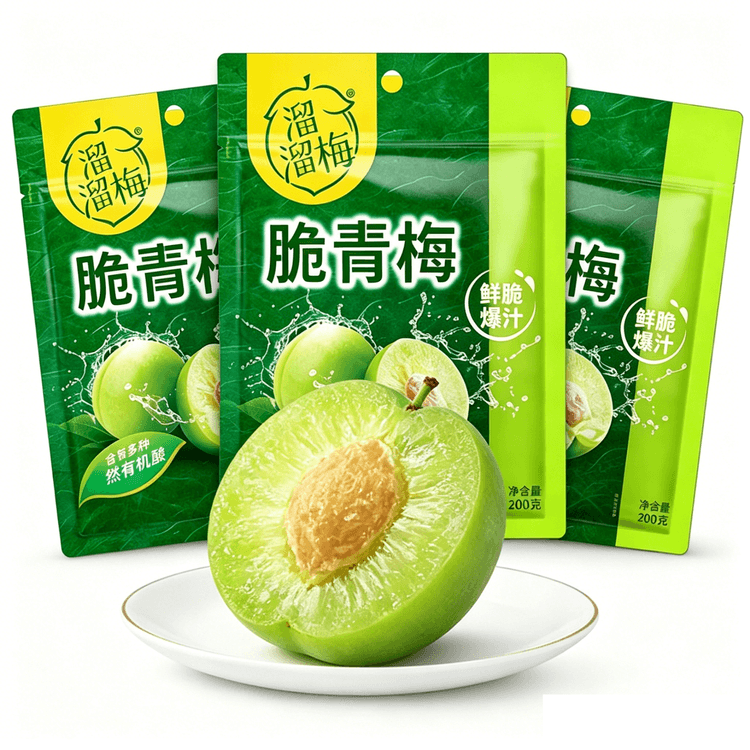LIULIUMEI 溜溜梅 脆青梅 清甜脆爽 梅子 解腻 青梅 130g*3包【390g