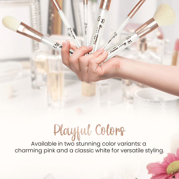 アメリカンインプレッション ドレッシングテーブル ハローキティ かわいいアイコン 6ピース ソフトブリッスル メイクブラシセット (ホワイト) 10