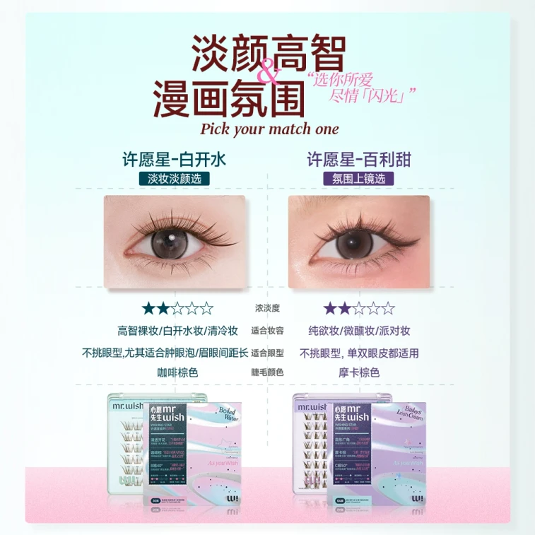 MR.WISH Wishing Star Series Glue-Free False Eyelashes #Baileys Lrish Cream 48Clusters 5