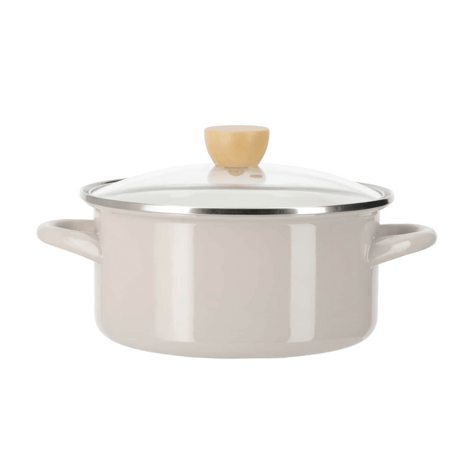 日本NITORI DECOHOME 琺瑯双耳汤锅奶锅 小煮锅 IH 燃气对应 20cm