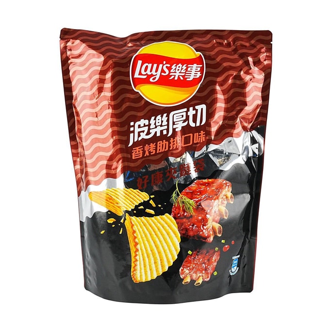 台灣版LAY'S樂事 波樂厚切薯片 超大包分享裝 香烤肋排口味 229.5g