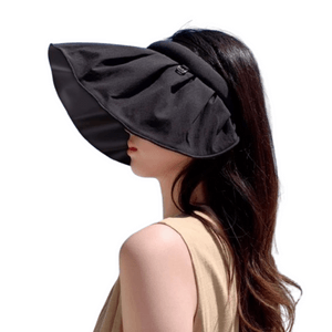 [中国からの直送メール] Dear Mrs. UPF50+ 日よけ帽子 レディース 夏用 つば広 UVカット 中空トップ サンシェード シェルハット ブラック プラスチックシェル - ブラック