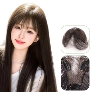 Lightweight Breathable Volume Boost Hair Topper, Invisible Seamless High Crown Hair Piece, Bangs Natural Color 1Piece