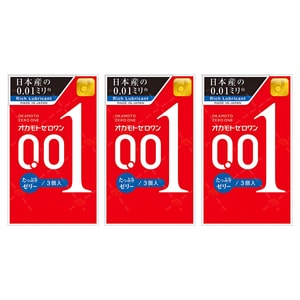 【日本直邮】OKAMOTO冈本 001超润滑超薄安全套避孕套 3只装*3盒【超值组合】