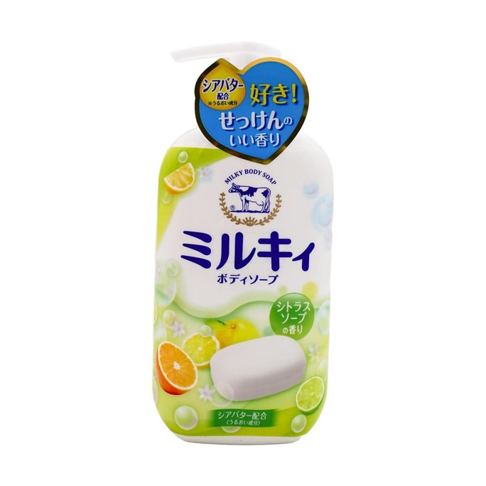 日本COW牛乳石鹼共进社 牛奶保湿沐浴乳 清新柚子香 550ml