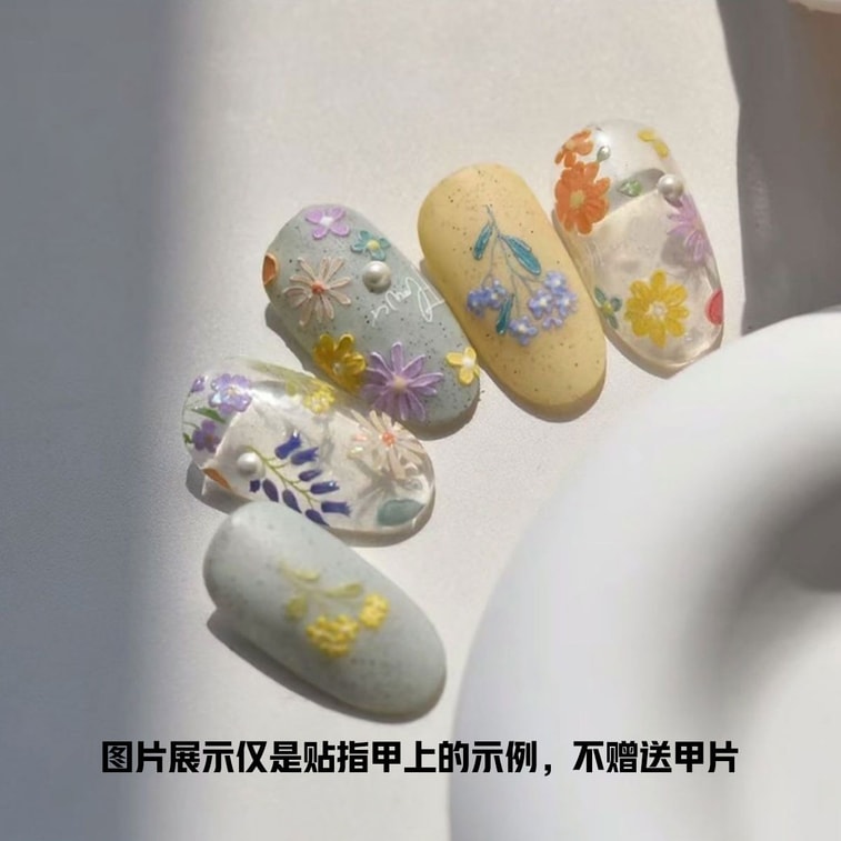 【中国直送】HSPM 油絵 小さな野の花 シンプルネイルステッカー 春の野の花 3スタイル F 3