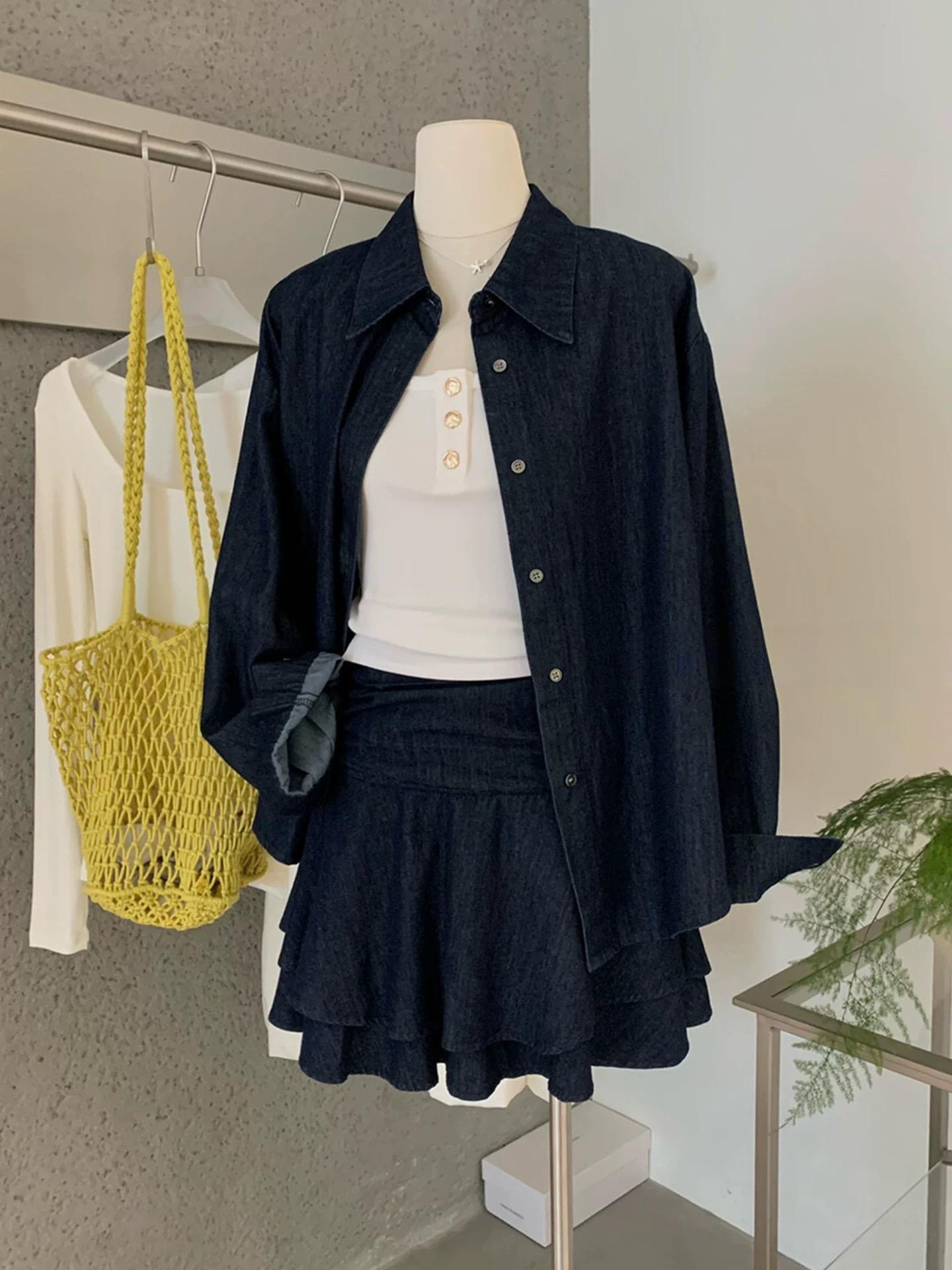 【加拿大直邮】 加拿大 SCENARIO 午夜缪思衬衫半裙两件套 S-M码 深蓝 深蓝色 S