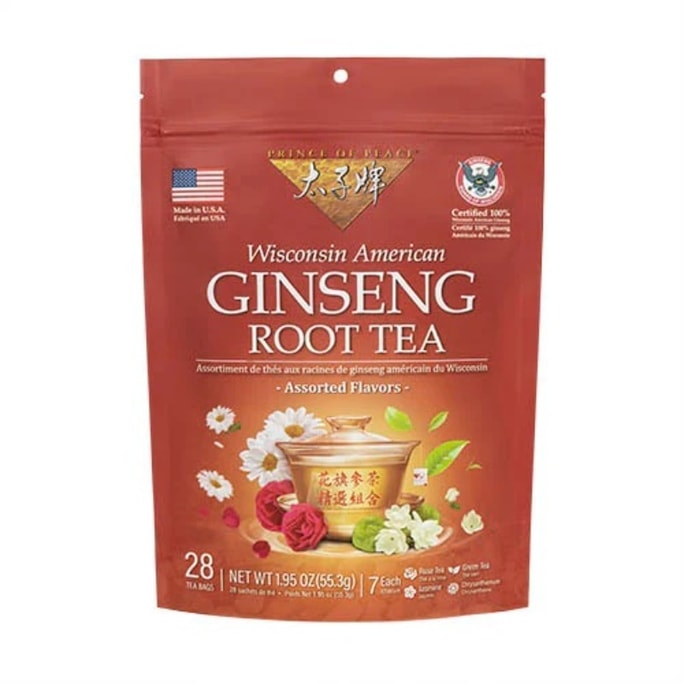 Wisconsin American Ginseng Root Tea Assorted Flavors 28 Tea Bags