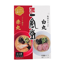 시로마루 & 아카마루 하카타 돈코츠 라멘 선물 세트 4인분, 16.79 oz 【클래식 듀얼 플레이버】【하카타 스타일】