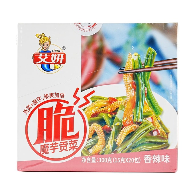 艾妍 蒟蒻貢菜 香辣味 20包入 300g【雙倍脆爽】【網紅點心】【低脂低卡】