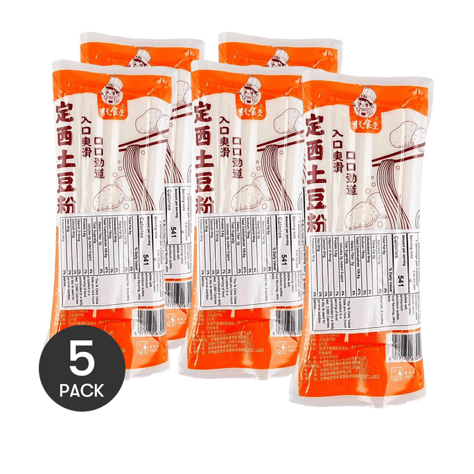 Gansu Dingxi Potato Noodles ,Wide Type Noodles, 8.82 oz *5【5 Packs】【 For Malatang and Hot Pot】