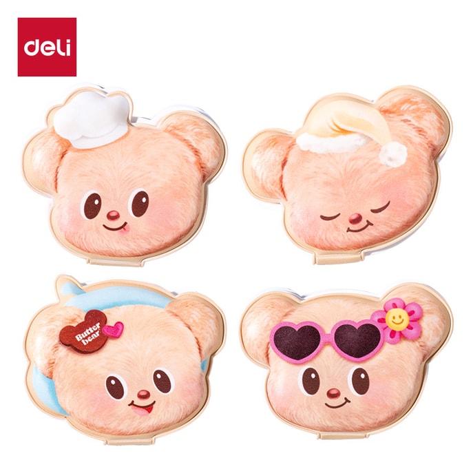 Butter Bear Pinch Note Stress-Relieving Student Memo Sticky Note Self-Adhesive Notepad 4 Pc 1 Set