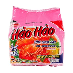 ハオハオ インスタントラーメン トムチュアカイ ホットサワーシュリンプ味 2.7オンス×5袋