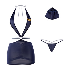 [중국 직배송] 마냥 섹시 홀터넥 딥 V넥 바디콘 드레스, 블루, 원 사이즈 (스타킹 포함)