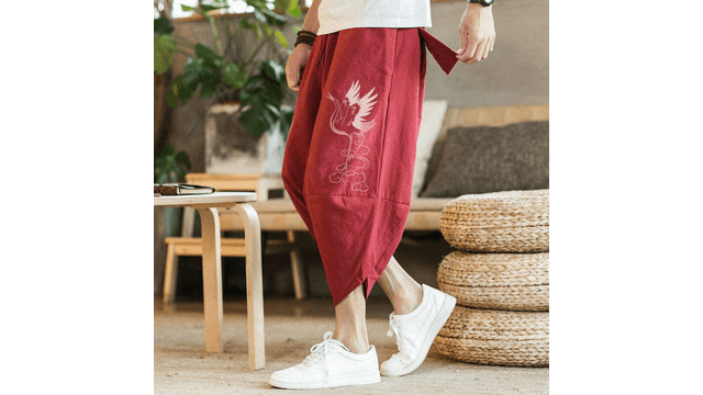 ASIS 新中国風コットン＆リネン刺繍入りルーズクロップド