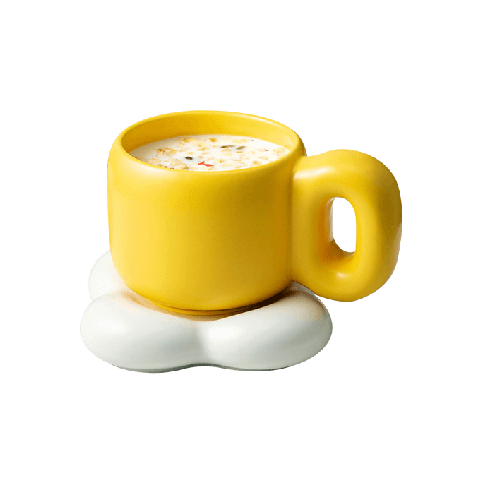 RELEA生物 泡泡陶瓷杯套裝 大容量馬克杯 情侶閨蜜咖啡杯水杯 附杯墊 溏心奶黃 500ml