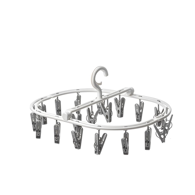 【中国直邮】纳川 折叠式家用晾衣架 优雅白(20钩) 多功能晾晒架 文胸内衣袜子晾晒衣架子