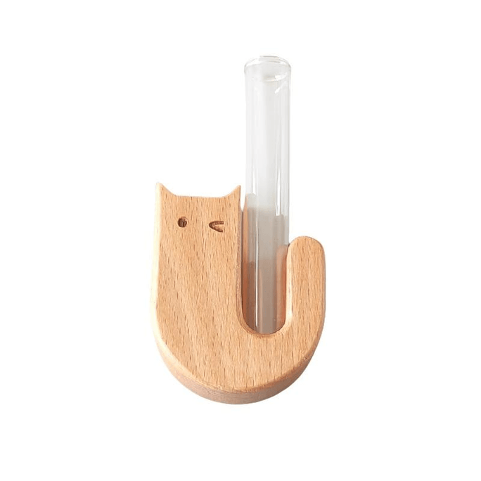 【中国直邮】  缘博 缘多宝 可爱榉木眨眼猫咪 毛发玩具收藏留念猫咪胡须收集瓶冰箱贴摆件装饰 11*5cm*1件