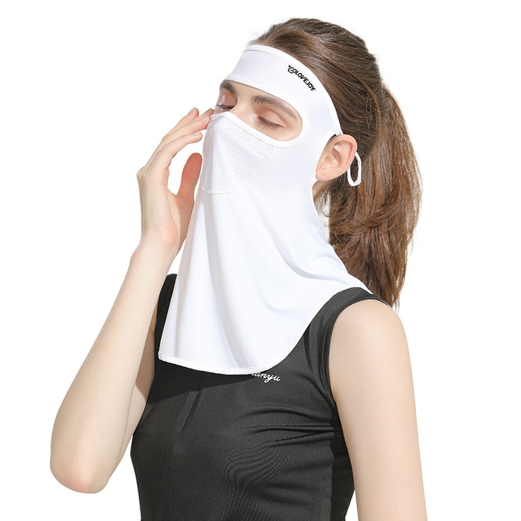 Summer Sun Protection Cycling Mask Anti-UV Breathable Outdoor Headgear white