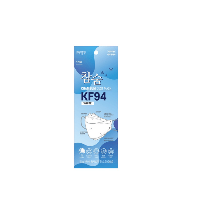 한국 FDA 참섬 미세먼지 필터 마스크 KF94 화이트 1개