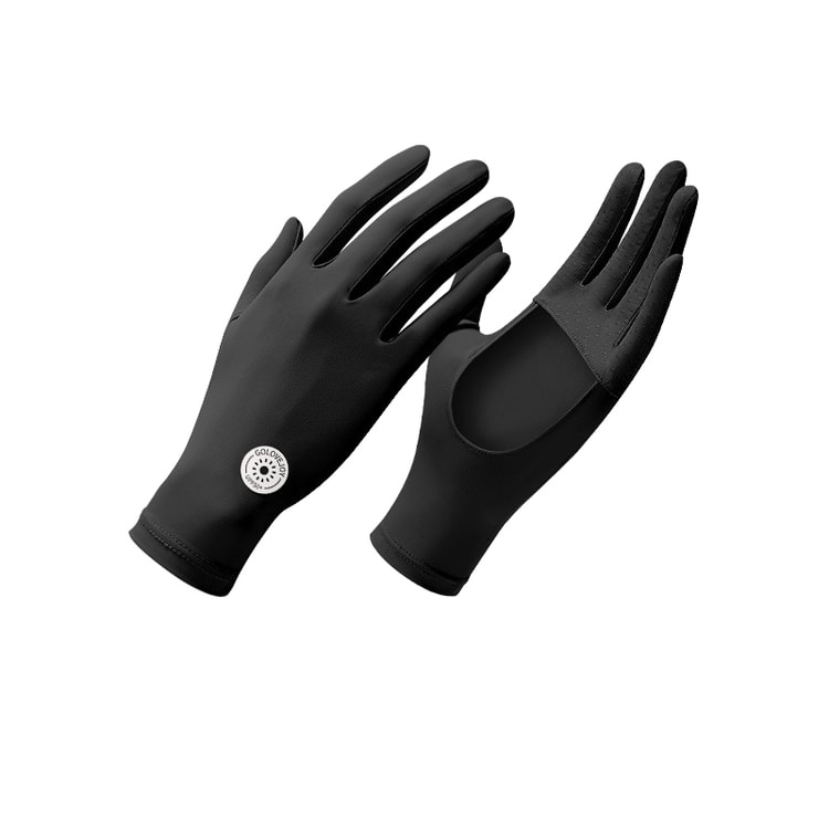 Summer Sun Protection Gloves Absorb Ice Silk Hollow Palm Non-slip  Breathable Black 