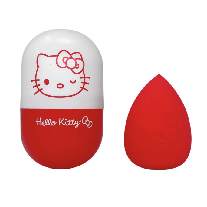 Hello Kitty Makeup Sponge Case and Blending Sponge Set - Capsule Beauty Blender Holder with Ventilation