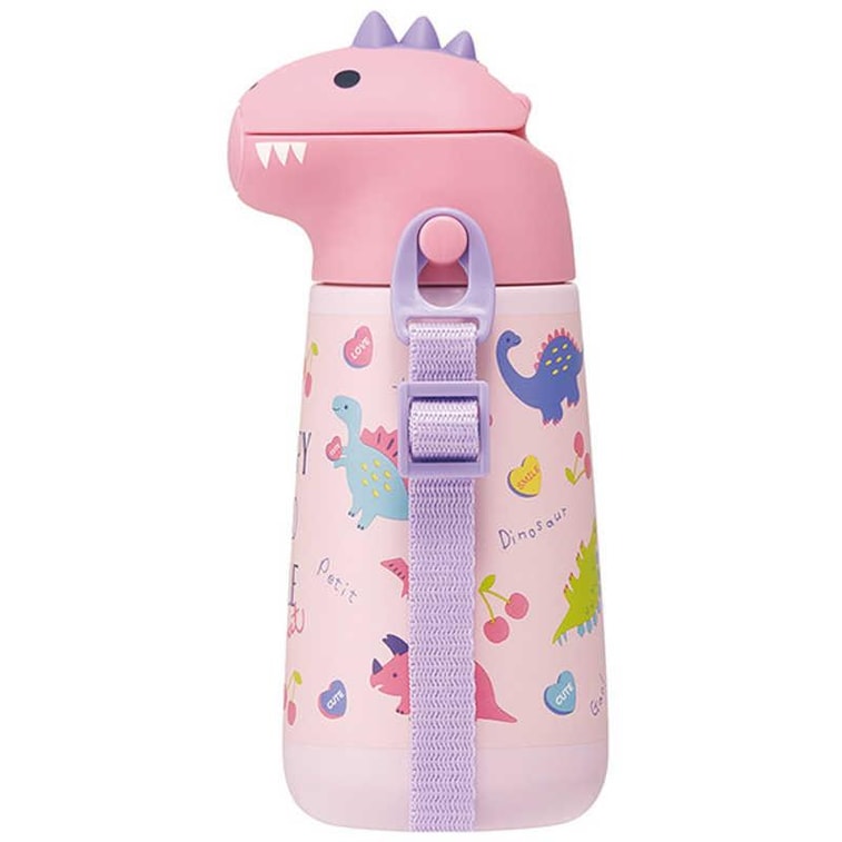 【日本直邮】SKATER 斯凯达 宝宝不锈钢吸管杯保温杯 粉色恐龙款 370ml 4