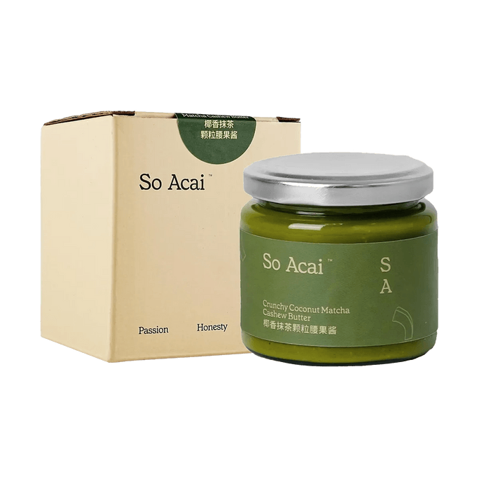 So Acai 椰香抹茶顆​​粒腰果醬 130g【食材表乾淨】【可搭配吐司、優格或烘焙用】