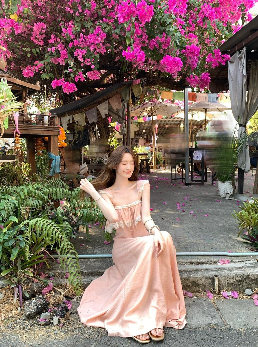 【加拿大直郵】 加拿大 SCENARIO 薔薇微風蕾絲長裙 S-M碼 粉紅色 粉紅色 S