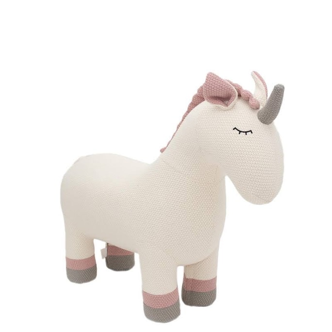 Knitted Unicorn Animal Sitting Stool Home Shoe Changing Bench Children's RideOn Toy