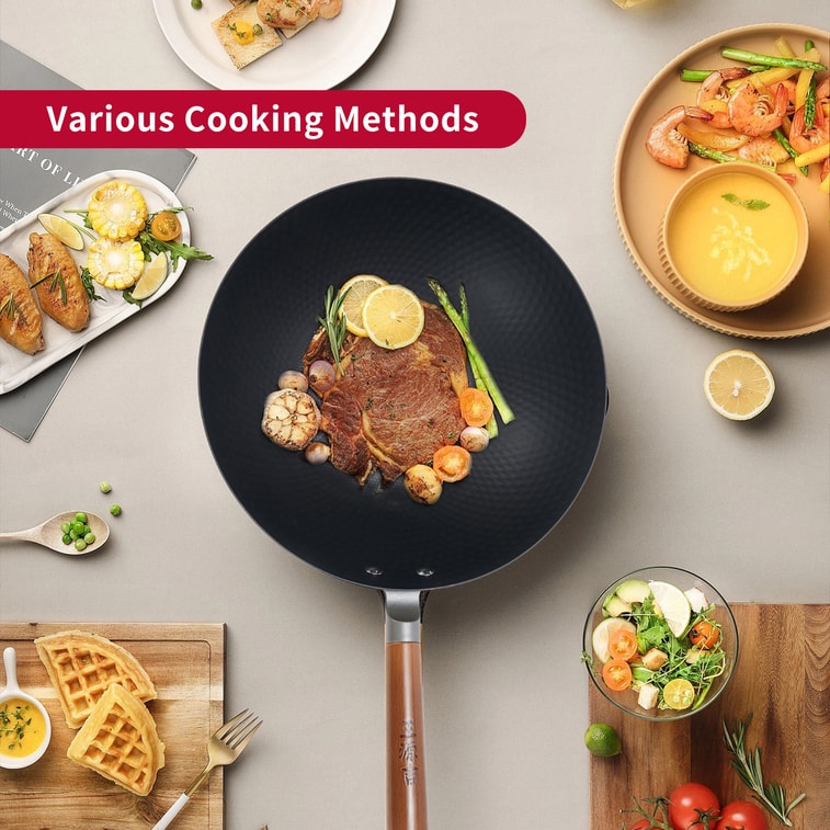 王源吉 🔥当家花旦🔥⭐超轻设计! 女士男士单手轻松拎起⭐【可无需开锅】 30cm 仅重1KG 轻量炒锅 无涂层 轻松颠锅!  不挑炉灶完全适用! 5