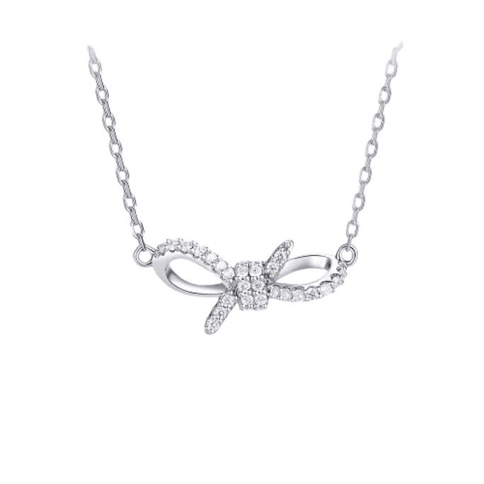 【中国直邮】周大生  蝴蝶结项链纯银小众设计高级轻奢首饰品送女友生日礼物  蝴蝶结套链