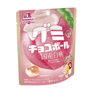 日本 MORINAGA 森永 期间限定 白桃果汁软糖夹心 桃子巧克力球 47g