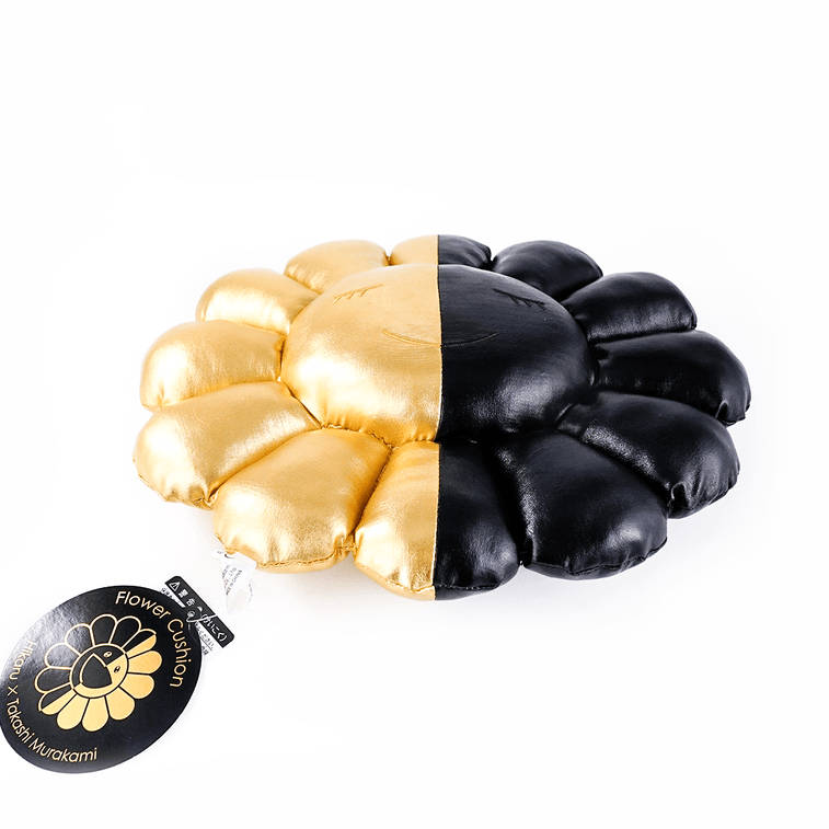 Flower Cushion Plush Black x Gold, 11.8 inch 3