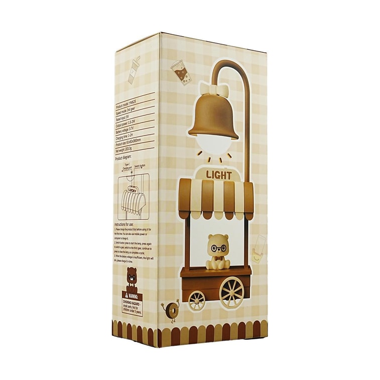 Cute Bear Cart Desk Lamp/Deep Coffee/LED White Light/USB Charging/Light Selection/Battery Capacity 300MA/Material ABS/PP 7