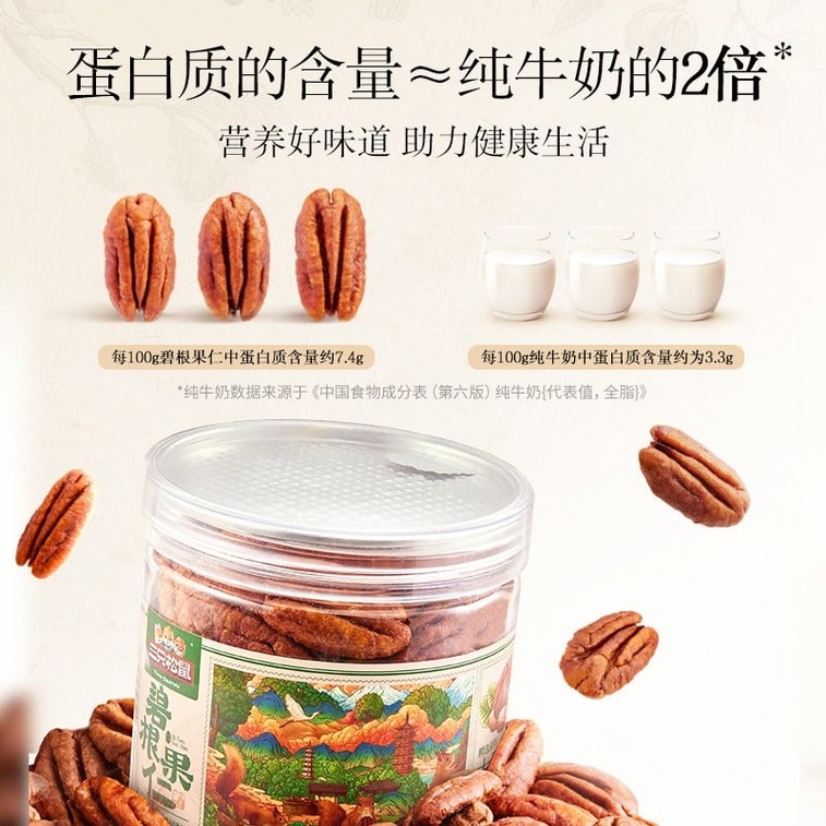 三隻松鼠 碧根果仁 無殼乾果 大顆粒長壽果 堅果炒貨休閒零食100g*1罐 4