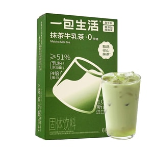 Matcha Milk Tea 6 sticks 4.66 oz【0 Sucrose 0 Non-Dairy Creamer】【Low Calorie High Protein】