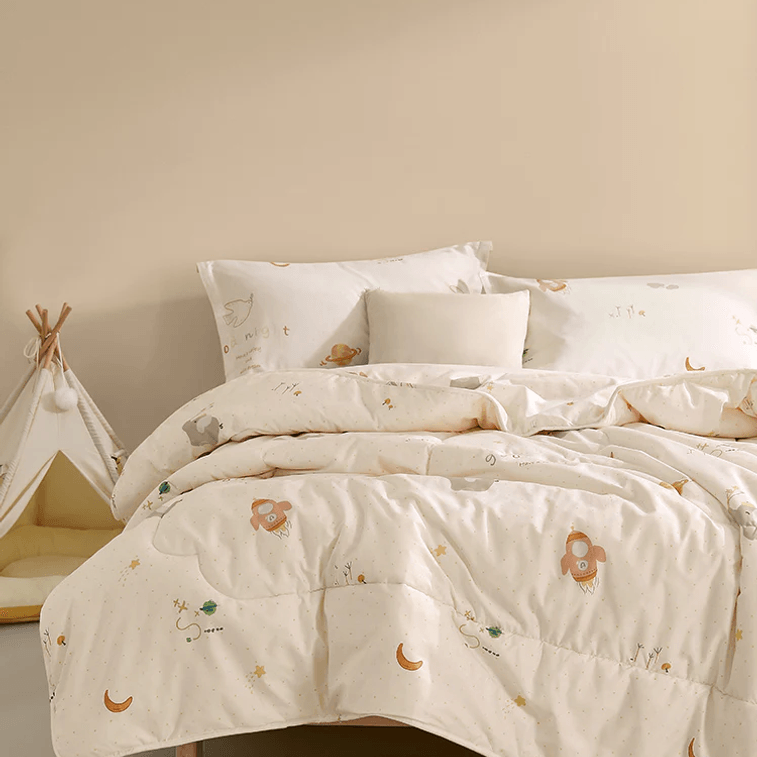 [중국 직접 우편] 루오라이 홈 텍스타일 어린이용 A급 코튼 대두 항균 부드러운 실크 이불 - 굿나잇 엘리펀트 겨울 이불 200*230cm 퀸 사이즈에 적합 9