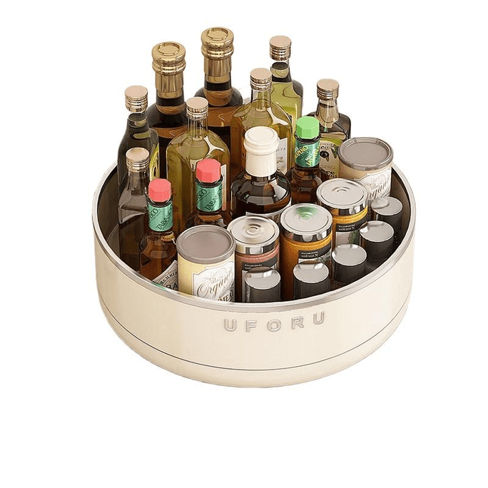 【中國直郵】 優勤 旋轉調味料置物架奶油白小號 25cm*1個