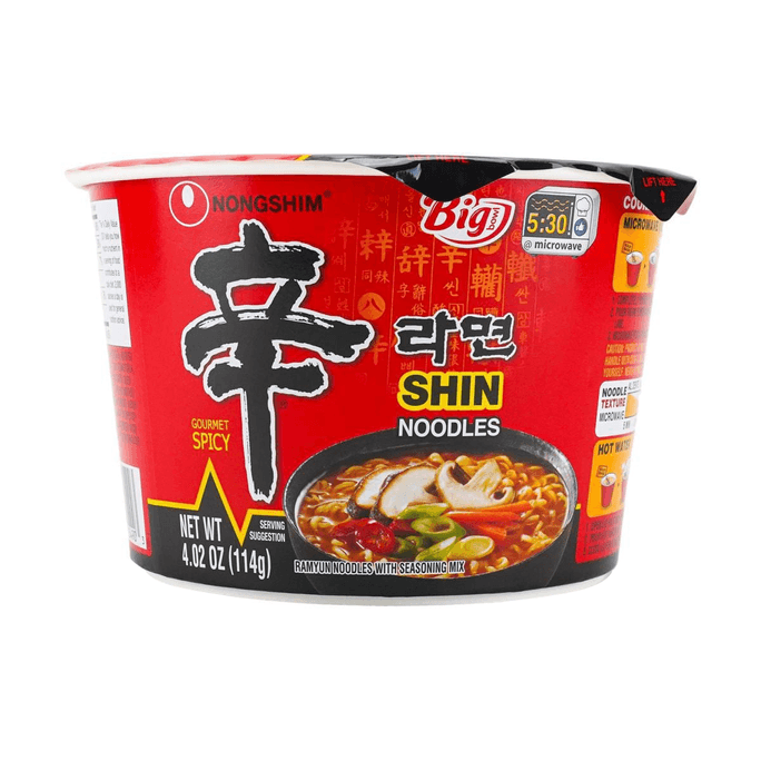 Korean Spicy Shin Ramen - Instant Noodle Soup, Big Bowl, 4.02oz