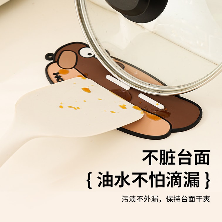  FOXTAIL 卡通鍋蓋收納墊 矽膠 放置器 檯面 瀝水墊 隔熱墊 多功能 廚房 置物架-臘腸狗+小丑魚 1份 3
