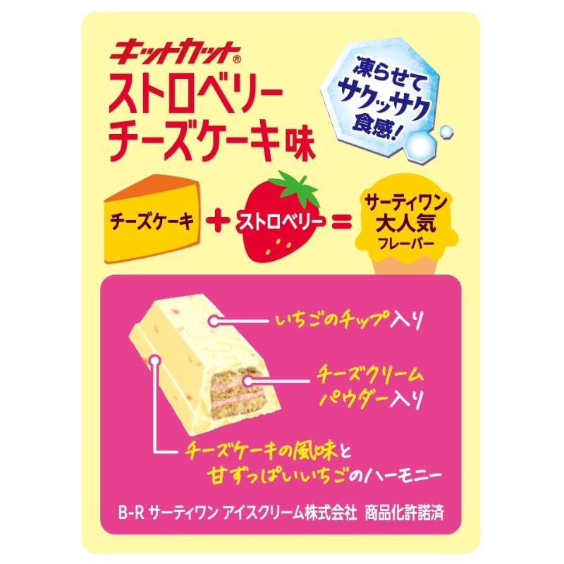[Livraison directe du Japon] NESTLE KIT KAT x BR Collaboration Édition limitée Saveur populaire de crème glacée aux fraises et au fromage Gaufrette au chocolat 9 pièces