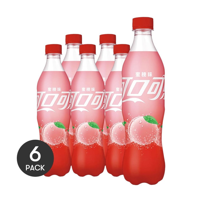 Honey Peach Flavored Coca-Cola, Carbonated Fruit-Infused Beverage, 16.9oz *6【6 Packs】