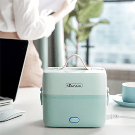 BEAR小熊 双层电热饭盒 可插电加热保温蒸煮便当盒 便携锁鲜防漏 恒温电饭盒 1.2L DFH-B12E1