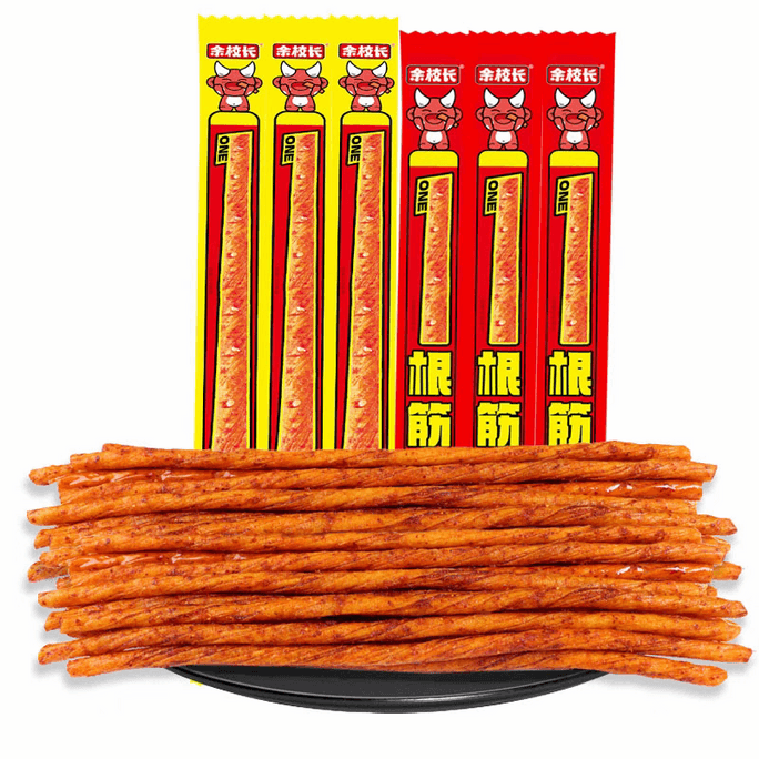 One-piece spicy strip extra-long vegetarian beef tendon long snack nostalgic leisure food internet celebrity snack 3 sweet and spicy 3 numbing spicy, total 12g*6 pieces