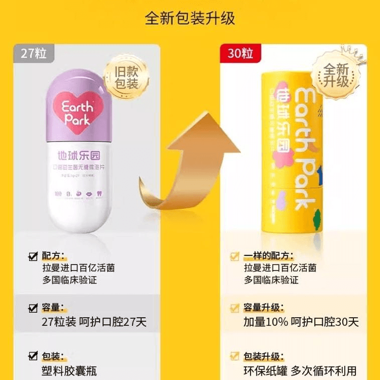 【中國直郵】 地球樂園 口腔益生菌無糖微泡片含片口腔腸胃異味口氣清新保護力牙齒成人 30g/瓶 3