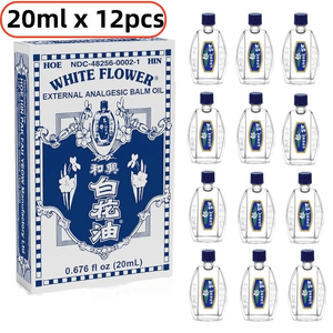 헥싱 화이트 플라워 외용 진통 오일 - 20ml x 12병 - 두통/근육통 및 관절통을 빠르게 완화 - 휴대용 진통 오일