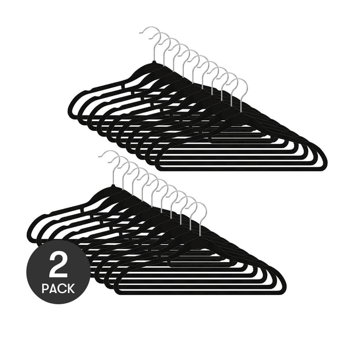 Black Velvet Regular Clothes Hanger 10 pieces *2【2 Packs】