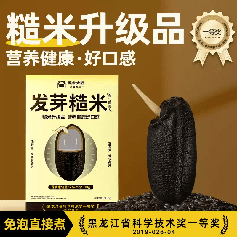 【中国直邮】 糙米大匠 发芽黑糙米500g黑米杂粮粗粮新米